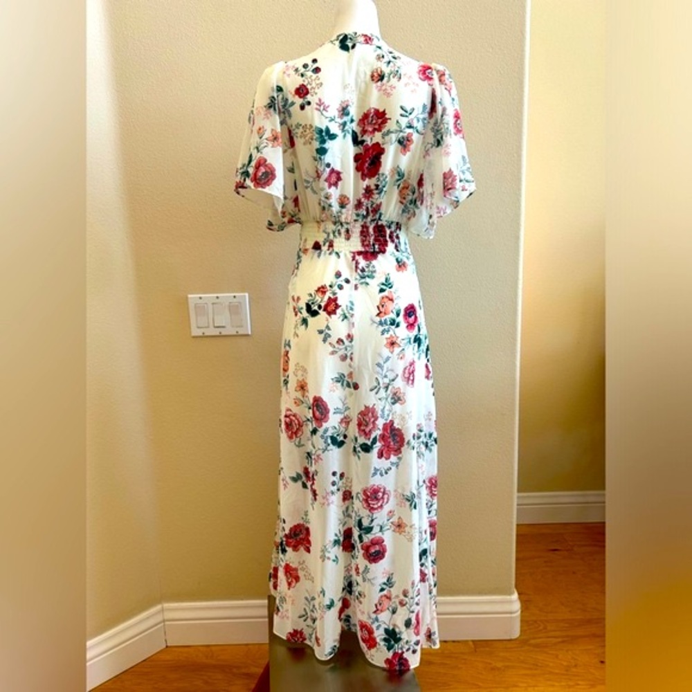 Maje Rachelle Asymmetric Floral Print on Off White size 3 or Small Slit Front - Picture 5 of 13